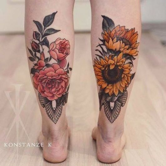 tatuagens femininas para a panturrilha