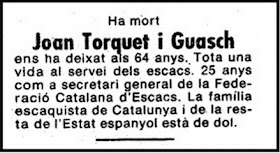 Esquela de Joan Torquet i Guasch