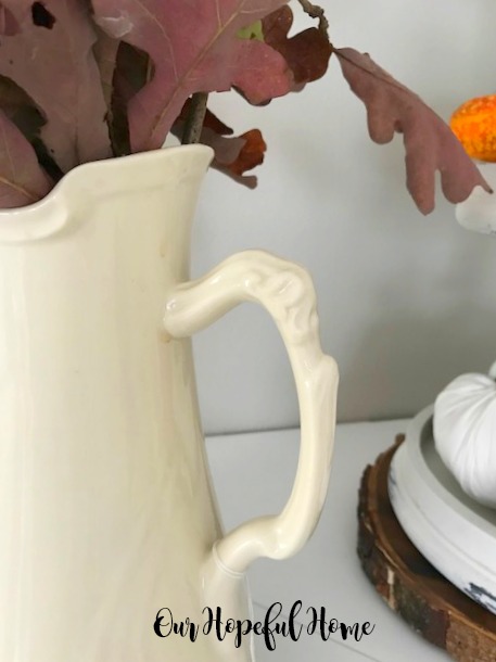 raised detail handle I. Godinger ironstone pitcher