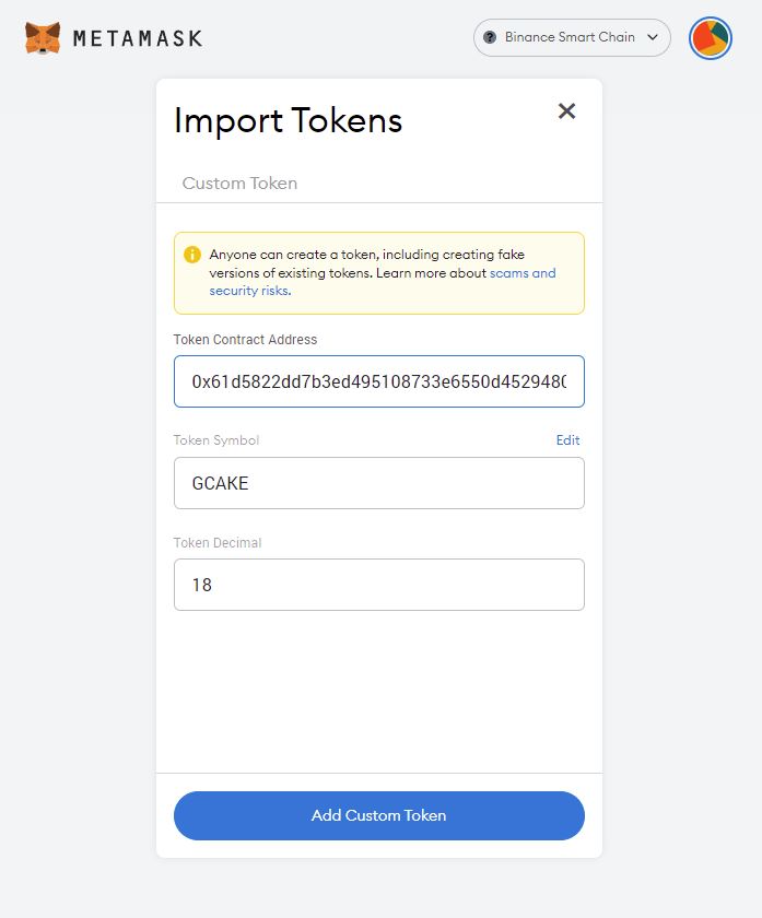 Paste the token contract address