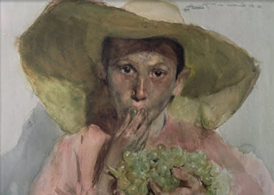 Muchaco comiendo uva, Joaquín Sorolla Bastida, Retratos de Joaquín Sorolla, Joaquín Sorolla y Bastida, Joaquín Sorolla, Pintor español, Retratista español, Pintores Valencianos