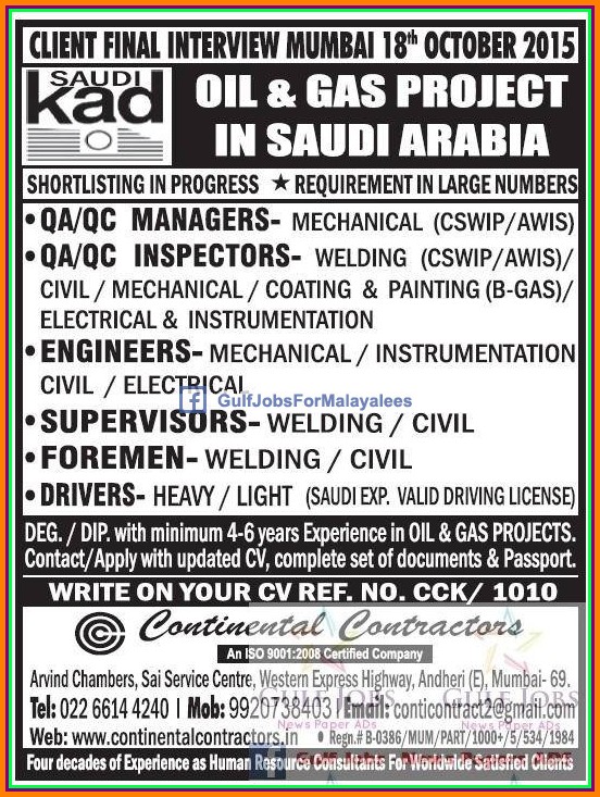 Oil & Gas Project jobs for KSA