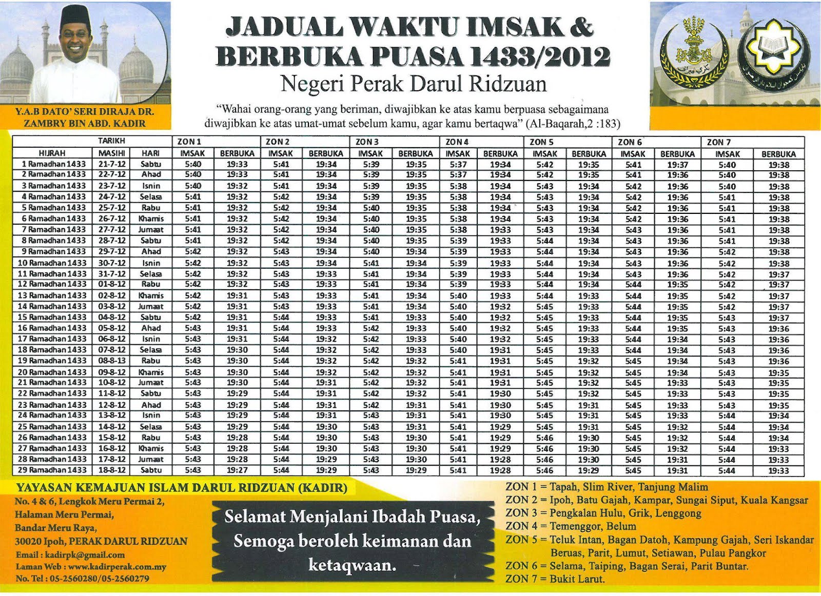 JADUAL WAKTU SOLAT NEGERI PERAK 2013 PDF