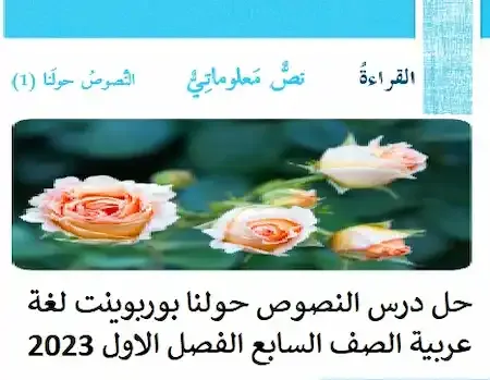 حل درس النصوص حولنا بوربوينت لغة عربية الصف السابع الفصل الاول 2023