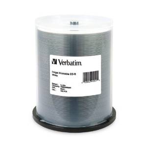 White Inkjet Printable Recordable Disc CD-R, 100-Disc Spindle 95251