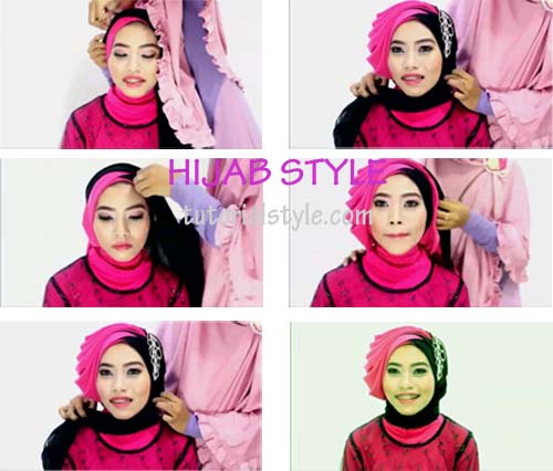 Kreasi Tutorial Hijab Paris Dua Warna Untuk Acara Wisuda Dan Pesta Kumpulan Contoh Kreasi Hijab Modern Terbaru