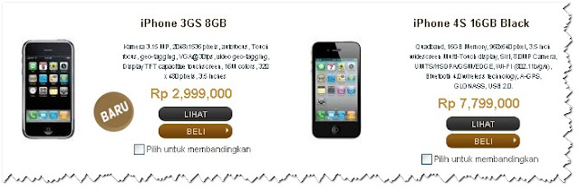 harga iphone 3GS dan iPhone 4S