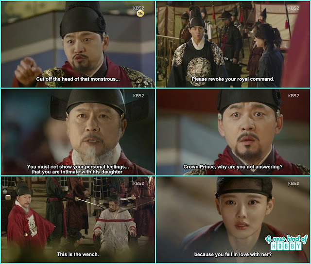  king ask to cut the head of hong gyeong Nae crown prince stopped him but premier kim revealed crown prince in love with the traitor daughter ra on - Love In The Moonlight - Episode 16 Review (Eng Sub) park bo gum & kim you jung 