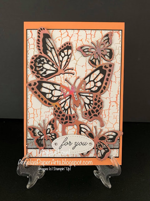 Stampin' Up! Butterfly Beauty & Crackle Paint card by Angela Lovel, Angela's PaperArts