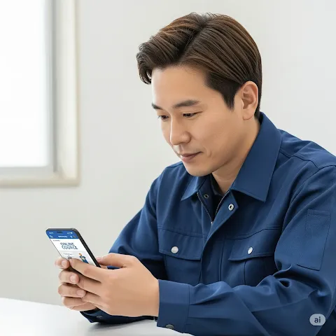 모바일로 서울교통연수원 온라인교육을 수강하는 운수종사자의 모습