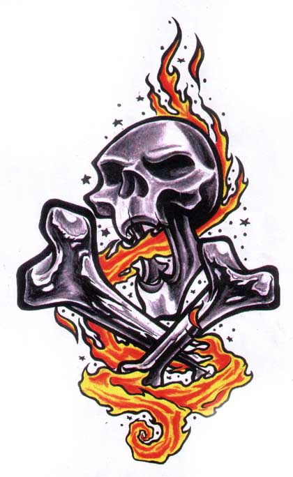 Flaming Skull 1. If you like this tattoo picture, please consider 