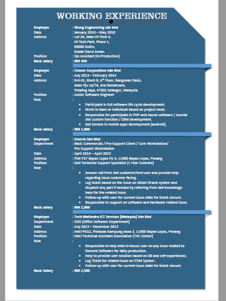 Contoh Resume/CV Untuk Memohon Pekerjaan 2016 - Masuk Lebih