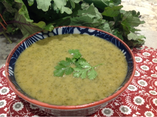 cauliflower kale soup, vegan
