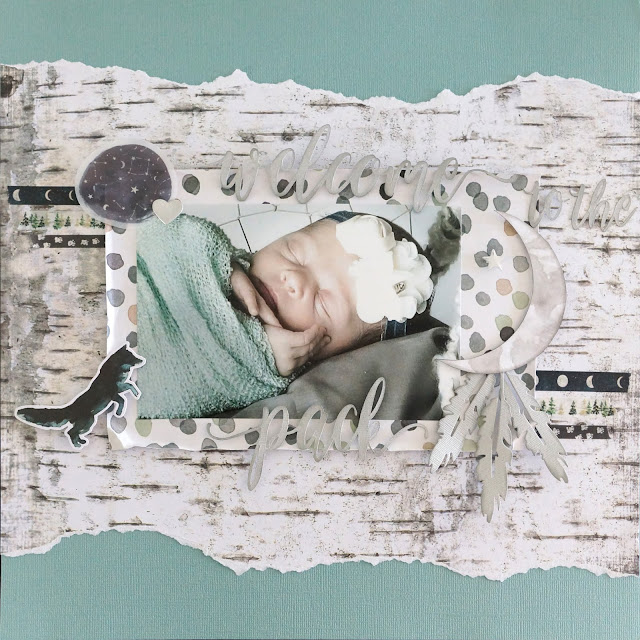 Welcome to the Pack: A Newborn Photo Scrapbook Layout | Alice Scraps Wonderland