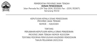 Kaldik Jateng Tahun Pelajaran 2015-2016