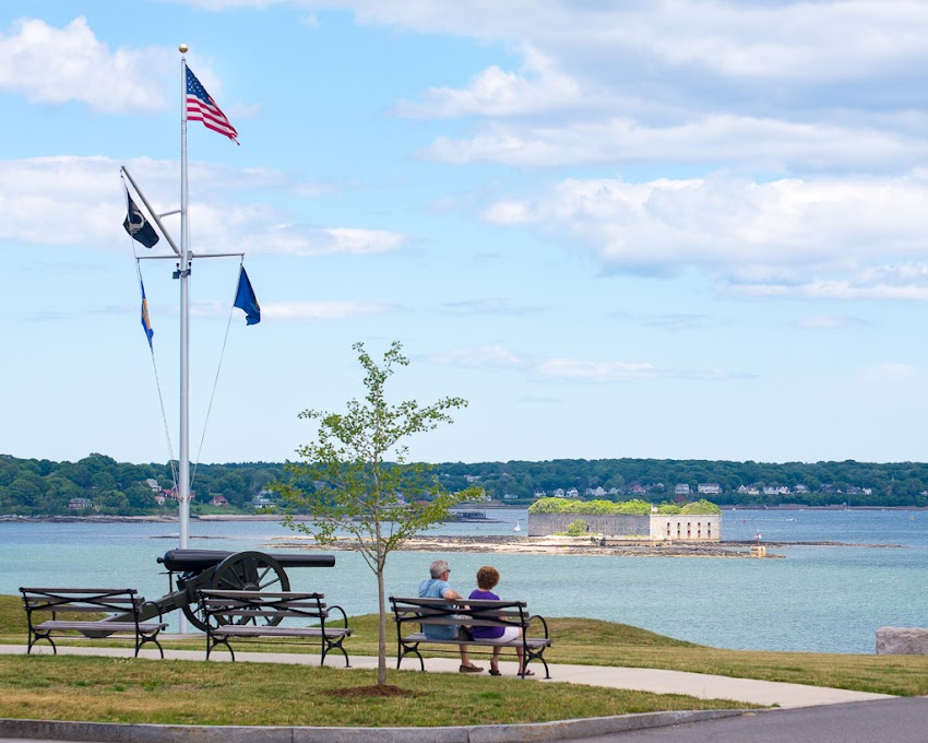 Portland, Maine USA July 2016 Fort Allen Park overlooking Casco Bay and Eastern Promenade. Photo by Corey Templeton.