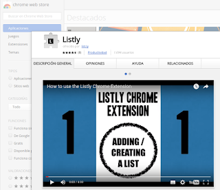 Imagen del complemento de Listly en la chrome web store