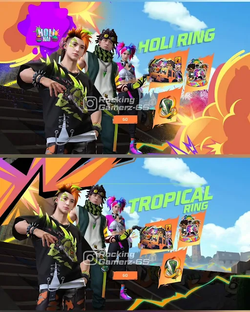 Free Fire Holi Ring Event and Tropical Ring Event