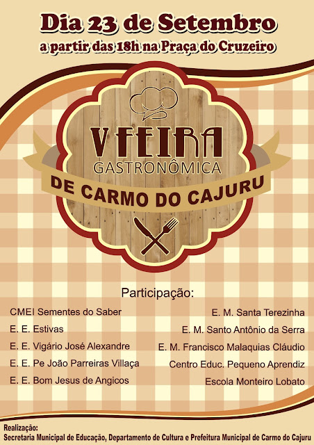 Venha participar da V Feira Gastronômica de Carmo do Cajuru