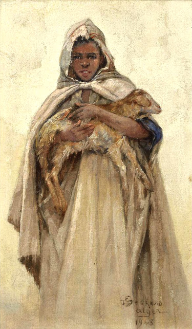 Jeune garçon à l'agneau. Alger, 1943 par Émile Deckers