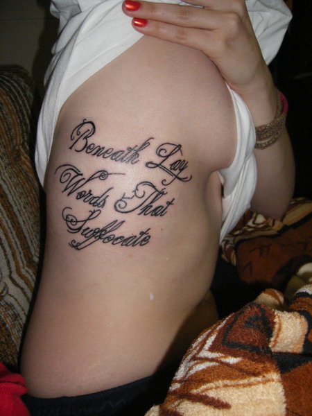 quote tattoos on ribs for girls. rib cage quote tattoos for