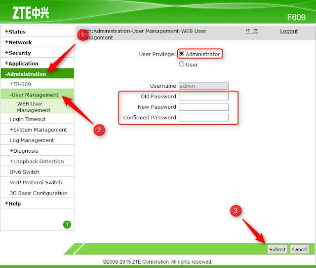 Cara Lengkap Setting Admin Modem ZTE F609 Fiber Indihome