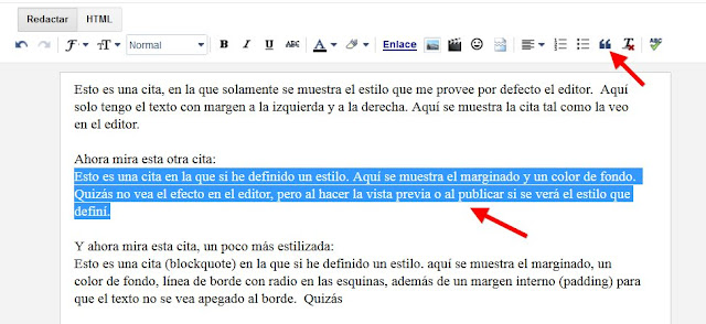 Citas con estilo, utilizando el diseñador de temas en blogger.