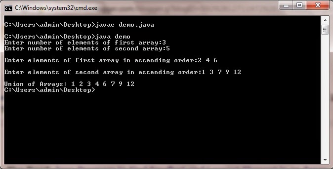 Java Program to Find Union of two Arrays