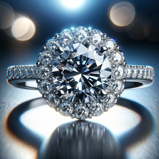 halo engagement ring with a lab grown diamond