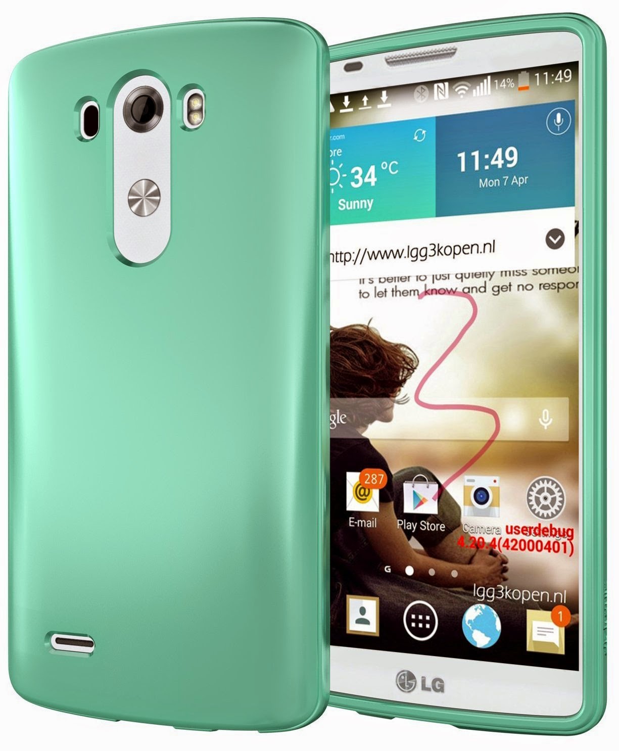 Diztronic TPU Case for LG G3  - High Gloss Mint Turquoise