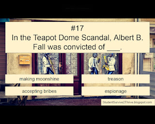 In the Teapot Dome Scandal, Albert B. Fall was convicted of ___. Answer choices include: making moonshine, treason, accepting bribes, espionage