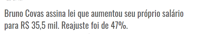 Bruno Covas assina lei que aumentou seu próprio salário para R$ 35,5 mil. Reajuste foi de 47%.