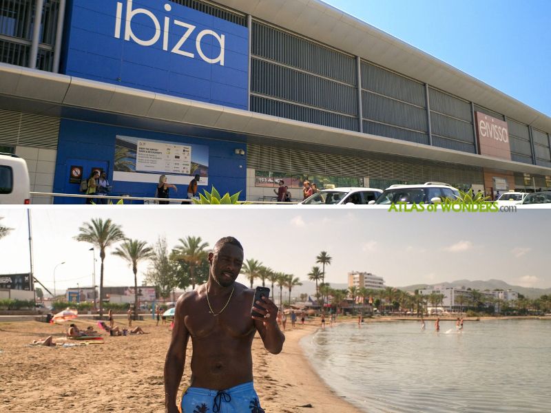 Eivissa terminal and beach scene