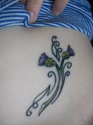 Scottish thistle tatoo by thai tattoo studio's resident artist simon now