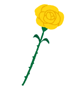 いろいろな一輪のバラの花のイラスト（黄色）