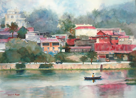 watercolor by April M. Rimpo of Flores, Guatemala