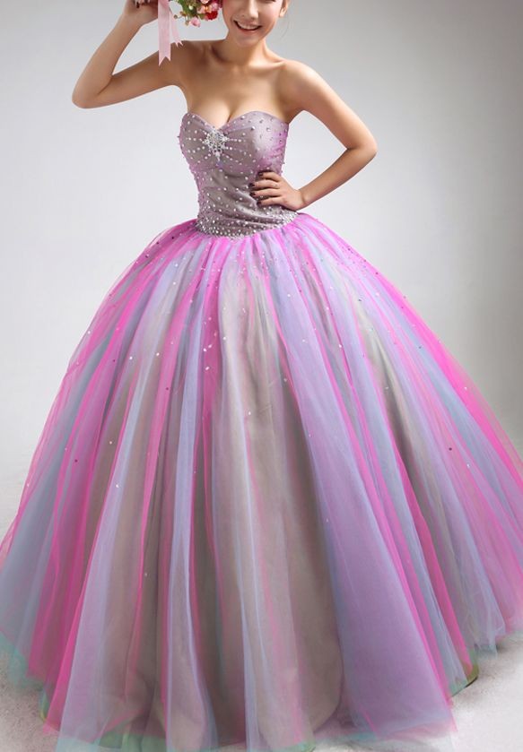 colorful ball gown prom dress