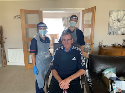 Emma and Jasmine from the Community Stroke team with Christopher Watterson