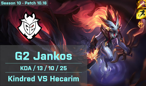 G2 Jankos Kindred JG vs Hecarim - EUW 10.16
