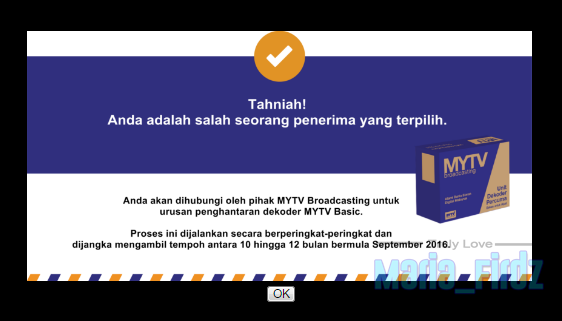 Tahniah! Anda Terpilih Sebagai Penerima Dekoder MyTV 2016!