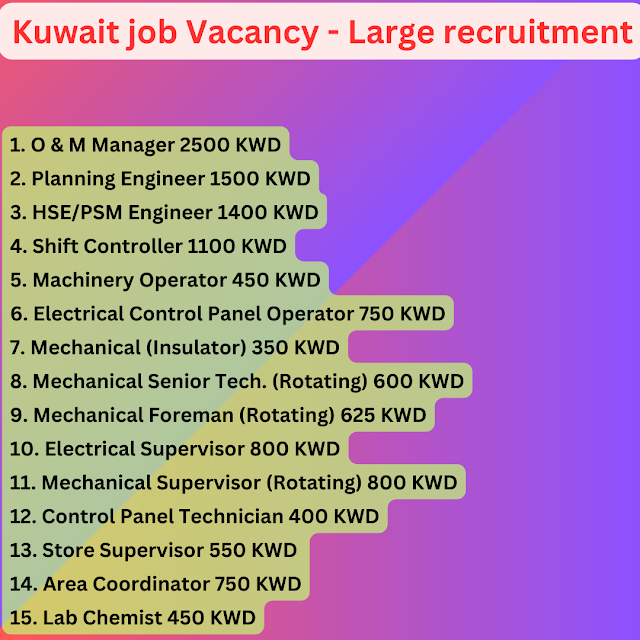Kuwait job Vacancy 2023- Large recruitment