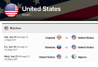 Snapshot from the Yahoo! United States page which includes one large round U.S. flag at the top, and several small round flags representing the U.S. and its opponents
