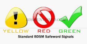Yellow, Red and Green. Standard BDSM Safewords Signals