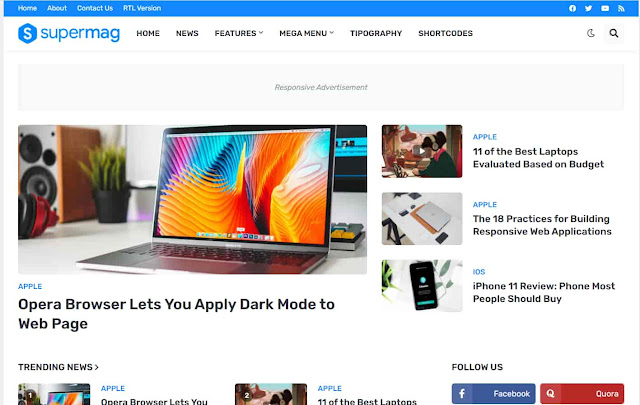 SuperMag - Responsive Adsense and SEO Magazine Blogger Template