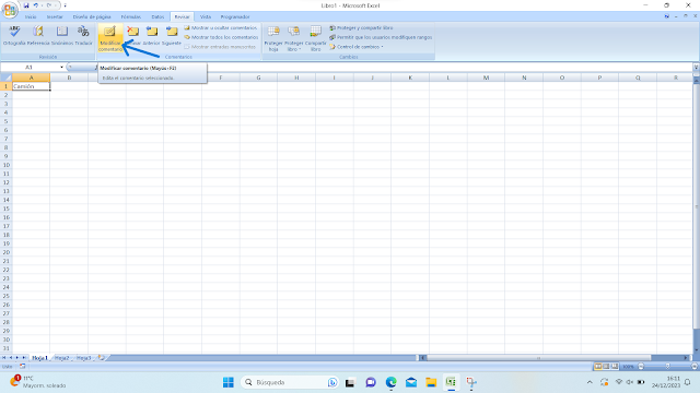 Modificar comentario en Excel