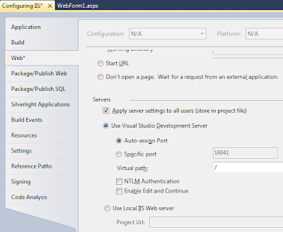 Configuring Built-in asp.net development server