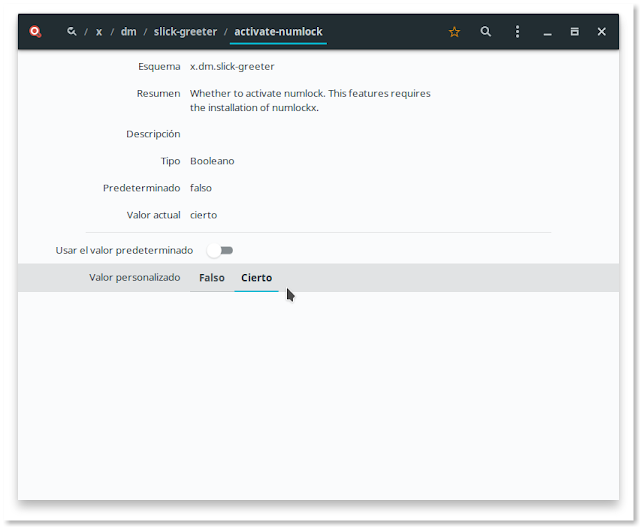 dconf: activate-numlock