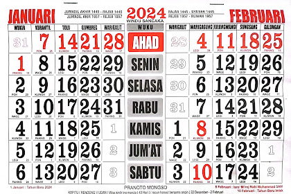 Kalender Januari 2024 lengkap dengan tanggal merah dan keterangannya