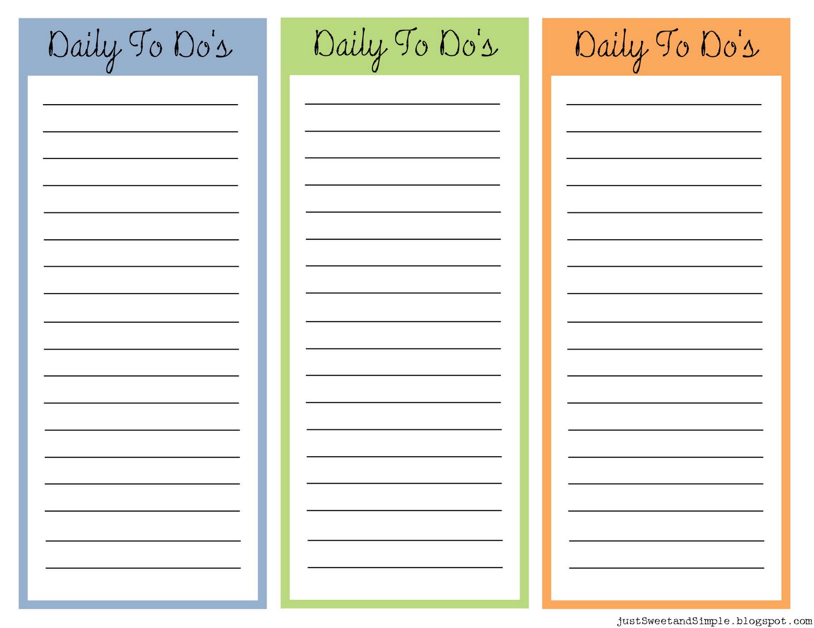 just sweet and simple printable little daily to do lists