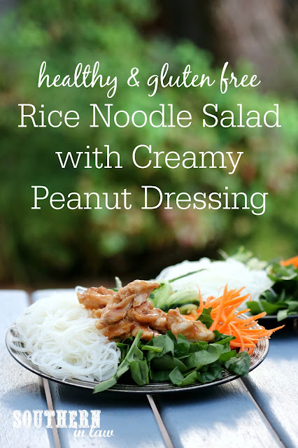 Easy Vietnamese Rice Paper Roll Salad Recipe with Creamy Peanut Dressing - gluten free, vegan, low fat, clean eating recipe, egg free, dairy free, kid friendly - Rice Noodle Salad